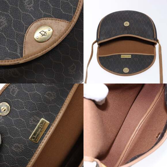 DIOR Honeycomb Canvas Shoulder Bag Pvc Black Gold - Picture 11 of 12